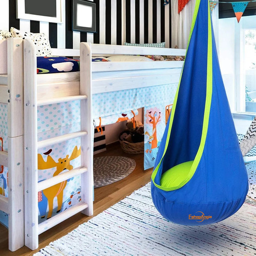 Columpio Sensorial Hamaca Niños Interior Y Exterior Con Cojín Color Azul Marino Eshopangie
