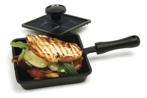 Norpro Mini Pan Panini De Hierro Fundido Con Prensa, 5.9 Pul