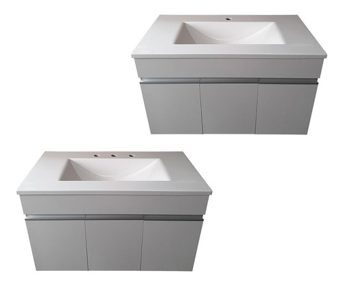 Vanitory Baño Mueble Colgante 80 Cm Blanco Bacha Marmolina