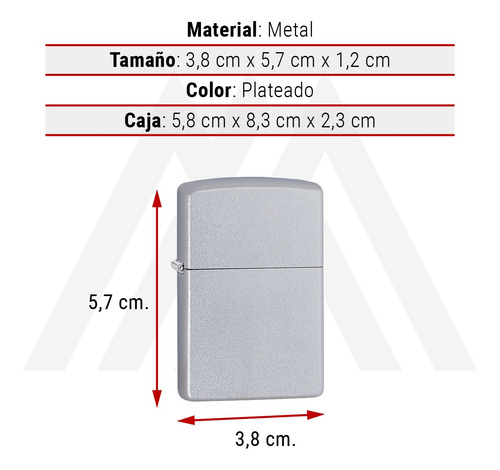Imagen 7 de 10 de Zippo Lighter Encendedor Satin Chrome + 6 Piedras