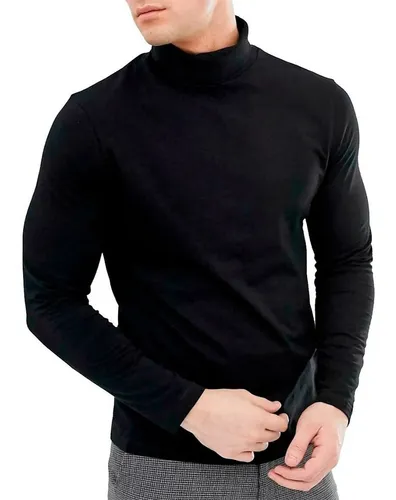 Jersey hombre cuello alto negro Color NEGRO Talla M