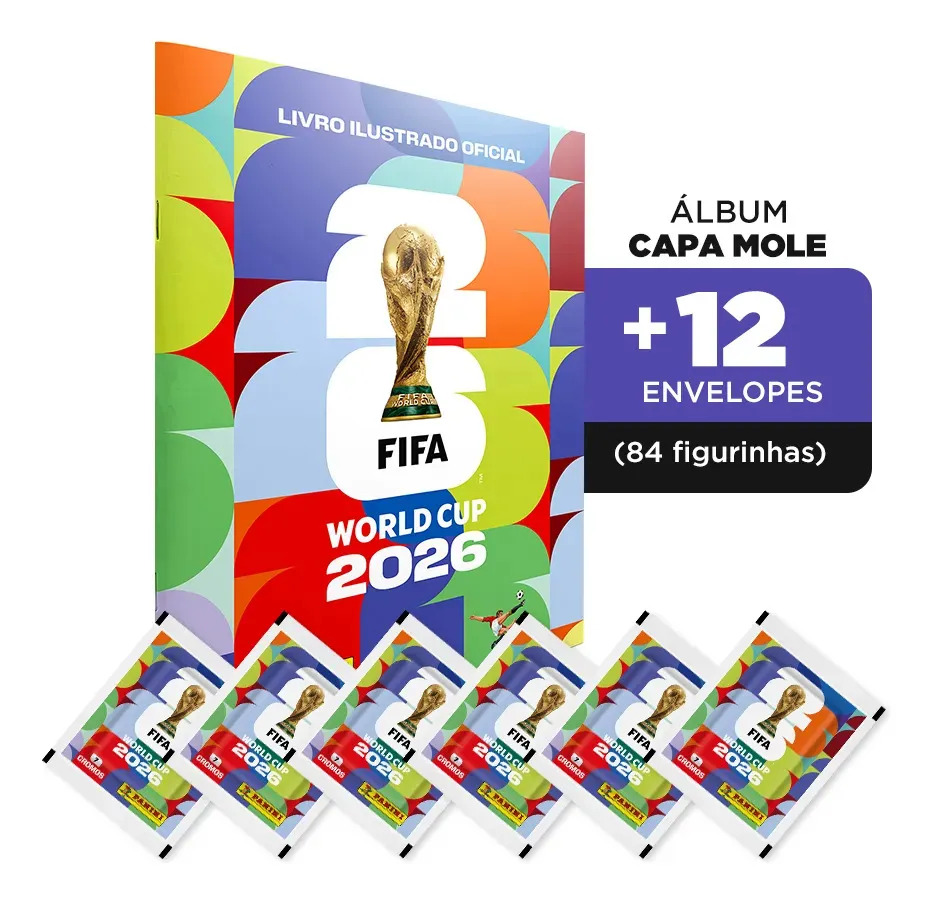 Kit Àlbum Copa Do Mundo Fifa 2026 + 12 Envelopes Figurinhas