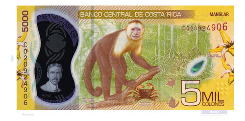 Billete De Costa Rica 5,000 Colones, Alfredo Glez. Mono 2012