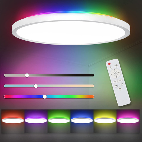 Chedux Lampara De Techo Led Regulable Rgb Con Control Remoto