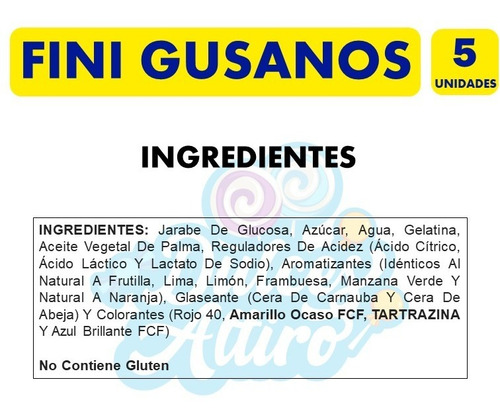 Gomitas En Forma De Gusanos Fini Surtidos (pack De 5 Uni)