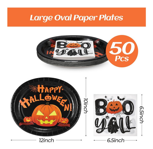 Fatlbsev 50 Placas Papel Ovaladas Para Ambientar Halloween