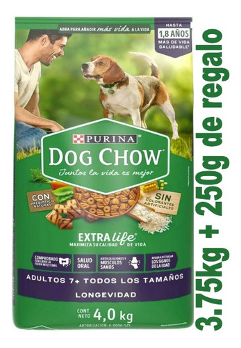 Purina Dog Chow Alim Edad Madura Extralife Longevidad 3.75kg