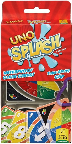 Cartas Uno Splash Agua Juego Transparentes Mattel Game Dhw42