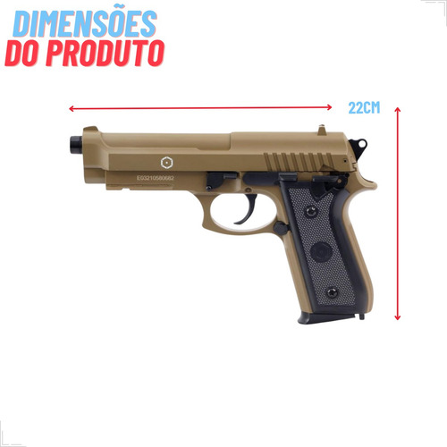 Pistola Airsoft Pt92 Tan Cybergun Spring Full Metal Combo