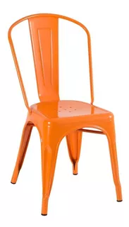 Cadeira Tolix Iron Metal Aço Industrial Loft Laranja