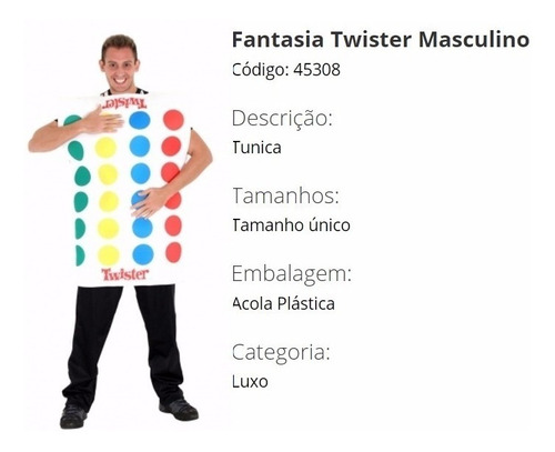 Fantasia Divertida Adulto Com Forro Adulto Twister Fantasy