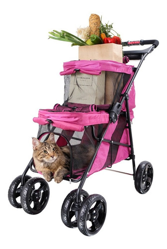 Imagen 8 de 10 de Cochecito Doble Paseo Ibiyaya Decker Pet Bus Mascotas 21 Kg