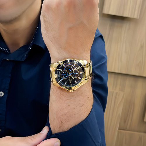 Relógio Technos Masculino Dourado 6p27duv/1p Dourado Dourado Preto