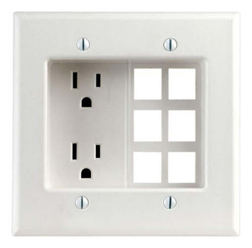 Leviton 690 2-gang Placa Quickport Y Receptculo Dplex Empotr