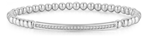 Nuzon 925 Pulseras De Estiramiento Con Cuentas De Plata Para