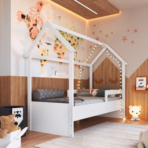 Cama Infantil Montessoriana Com Colchão Menino Menina Branca