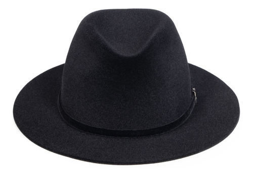 Chapéu Fedora Preto 2 Em 1 Premium Aba 6 Cm Unissex 2 Faixas