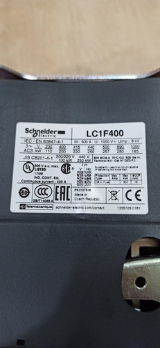 Contator Tesys F Schneider Lc1f400m7 3p 400a 220v