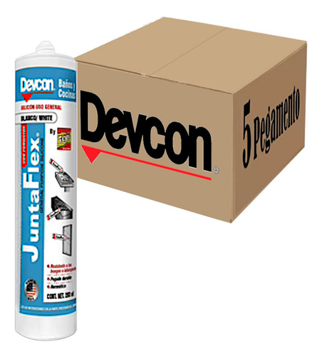 Silicon Uso General Blanco Juntaflex 280ml Devcon 5 Piezas