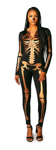 Disfraz De Esqueleto Para Mujer/talla L/oro