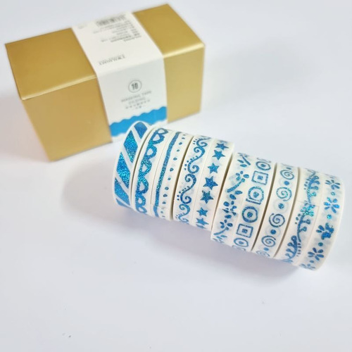 Set Washi Turquesa En Caja X 10 Unidades