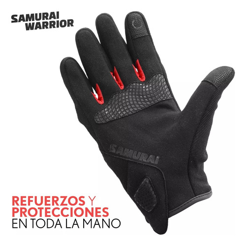 Guantes Moto Cortos Samurai Warrior Tessen Negro Neon Touch