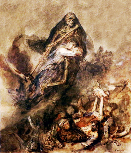Lienzo Tela Canvas Arte Sacro La Santa Muerte 1860 80 X 95