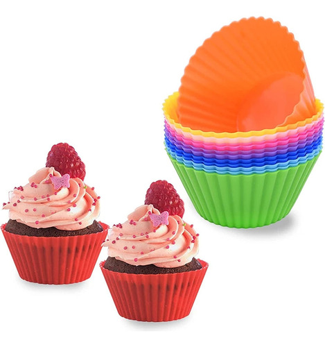12 Unidades Forma De Silicone Para Cupcake Livre De Bpa