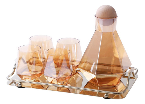 Pack 6 Vasos Estilo Nordicos Con Jarra Diamante Whisky Ambar