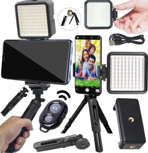 Kit Youtuber Completo Tripé Câmera + Luz Led Iluminador