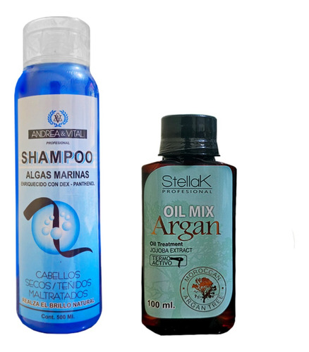 Shampoo De Algas Marinas + Aceite Capilar Argán Con Jojoba