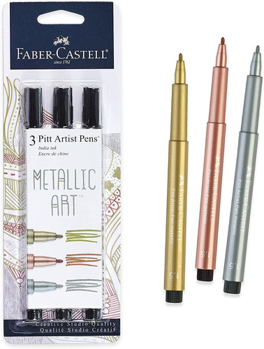 3 Marcadores 3 Colores Metalicos Faber-castell Pitt Artists