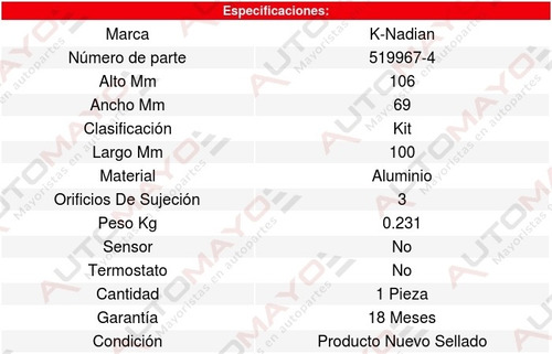 Toma Agua M37 V6 3.7l 12 Al 13 K-nadian 8630649
