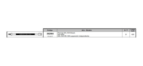 Flexible Freno Del Peugeot 504d Pick-up 420mm