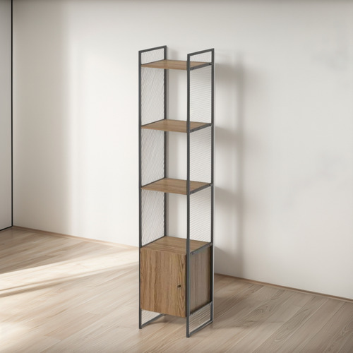 Estante Com 1 Porta Voss 40 Cm - Freijó C/ Preto Fosco Cor Preto/freijó