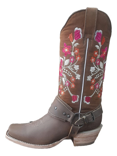 Botas Vaqueras Dama Rodeo Tang Flores Rosas 