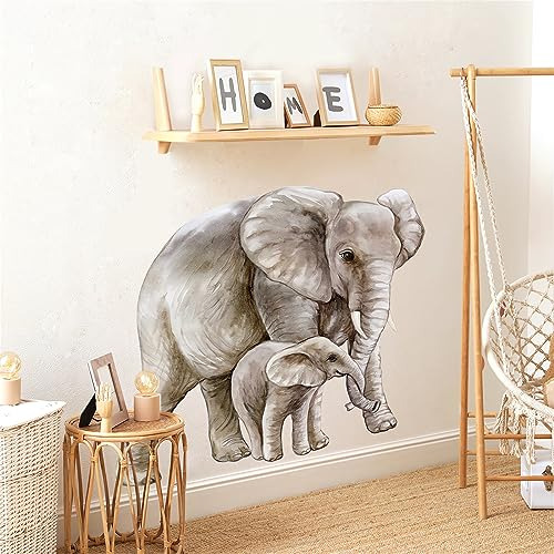 Adhesivos Decorativos Para Pared, Diseño De Elefante Y Bebé,