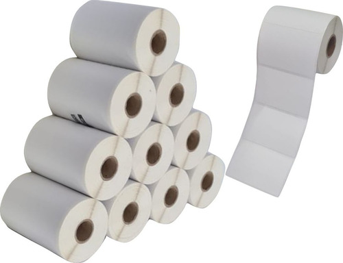 10 Rls Etiqueta 100x50 10x5 Couche Adesiva Zebra Argox Cor Branco