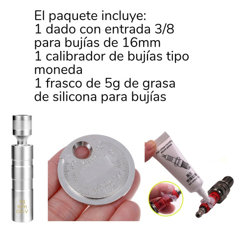 Dado Para Bujías 16mm Flexible 3/8 Más Calibrador De Bujías