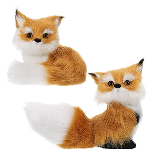 Simulación De 2 Piezas Fox Mini Fox Toy Fur Fox Modelo Stuff