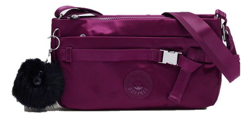 Bolsa Kipling Jacy Color Lavish Purple Satin 100% Original Fiusha Obscuro Lisa Fiusha Obscuro