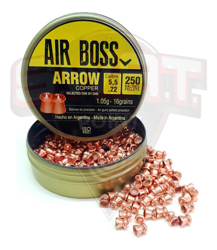 Imagen 4 de 10 de Balines Apolo Arrow Cobreados 5.5 Punta Hueca