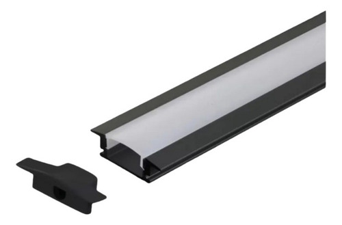 Perfil Alumínio Para Fita Led 2mts Preto Ip20 24mm X 14mm