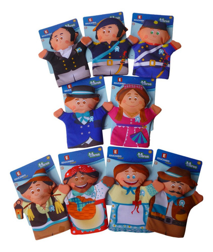 Titeres Patrios Set X9 De Mano Dramatizacion Educando