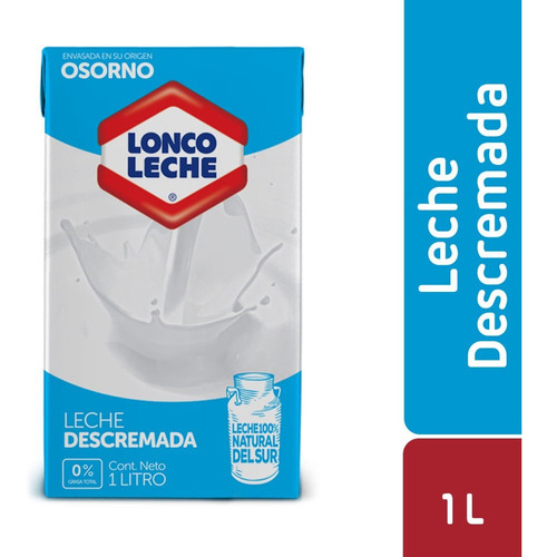 Leche Descremada Loncoleche Sin Tapa 1 L