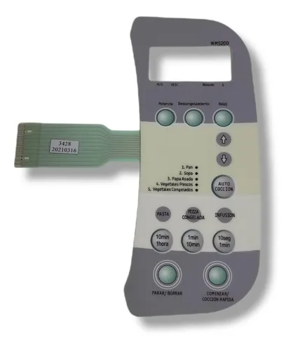Teclado  Membrana Microondas Compatible Con Whirlpool Wms20d