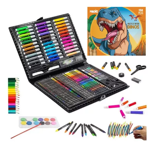 Kit Escolar Maleta Infantil de Pintura 150 Peças Mundo Dos Dinossauros  Jurassic Park Menino Pintar Desenhar em Promoção na Americanas