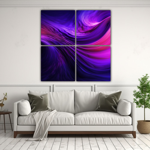 60x60cm Pintura Abstracta Morada De Alta Definición Flores