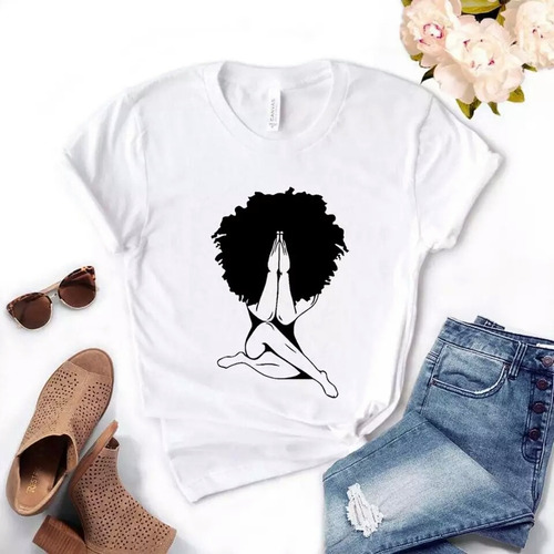 Camiseta Blanca En Algodón, Unisex Afro Soy