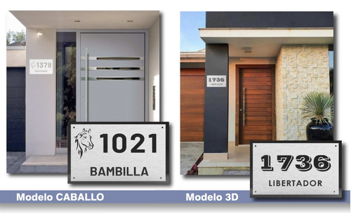 Imagen 1 de 10 de Placa Acero Inoxidable Número Frente De Casa Dirección